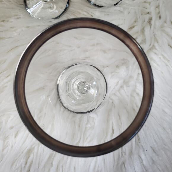 Hawkes Crystal Goblet Wine Glass Sterling Band Rimmed Signed Art Deco Set of 2 - Picture 5 of 12